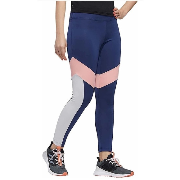 Adidas Designed 2 Move Colorblock Regular Rise 7/8 Tight Blue Pink Size XL - Picture 10 of 11